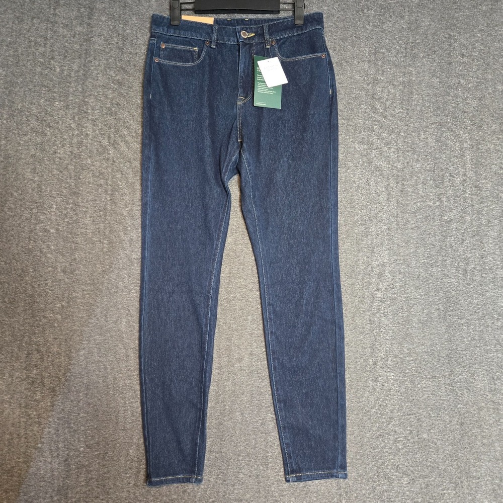Women's L L Bean Classic Fit Tapered Blue Denim Jeans Sz 6 Petite Comfort Knit